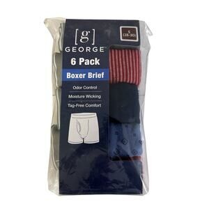 George Men's 6 Pack Boxer Briefs Size Small 28-30 Multicolor Underwear New